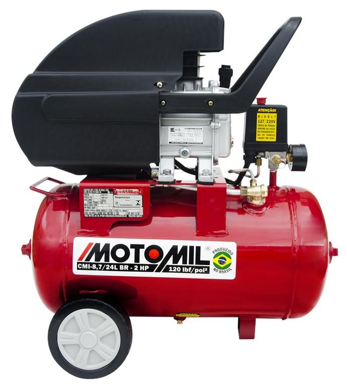  Motocompressor de Ar 120lbs 2HP Bivolt CMI-8,7/24BR - Motomil